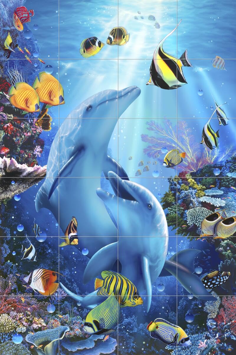 Ceramic Backsplash Tile Mural Dolphin Whale Underwater Ocean Fish